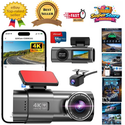 Dual dash cam with - 4k,
