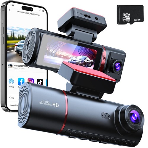 Dash cam front rear inside - 4k,